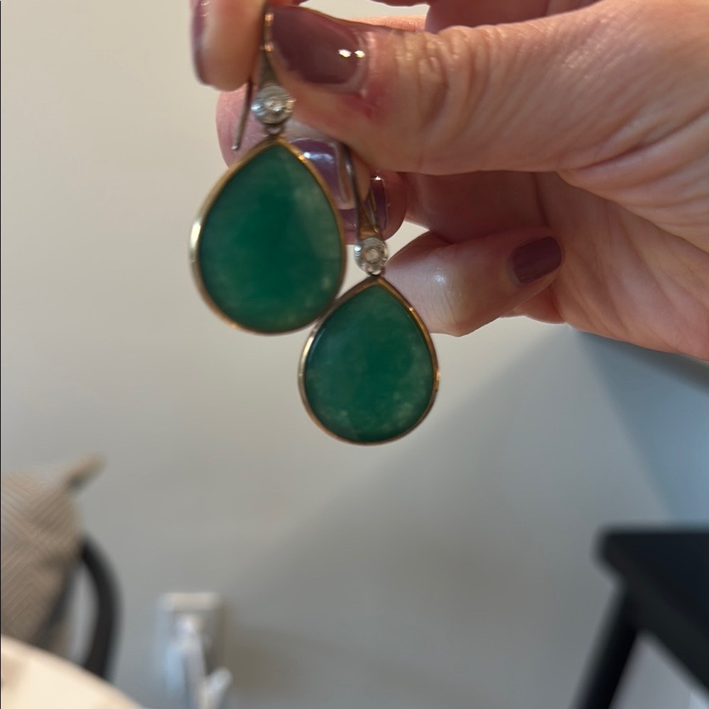 Henri Bendel Elegant Green Teardrop Earrings - Picture 2 of 6